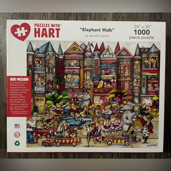 Hart Puzzles Other - Elephant Walk by Jennifer Garant, 24" x 30", 1000 Piece Puzzle 🧩